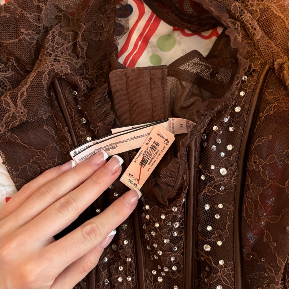 Victoria's Secret Brown Lace Blazer with Embellishments